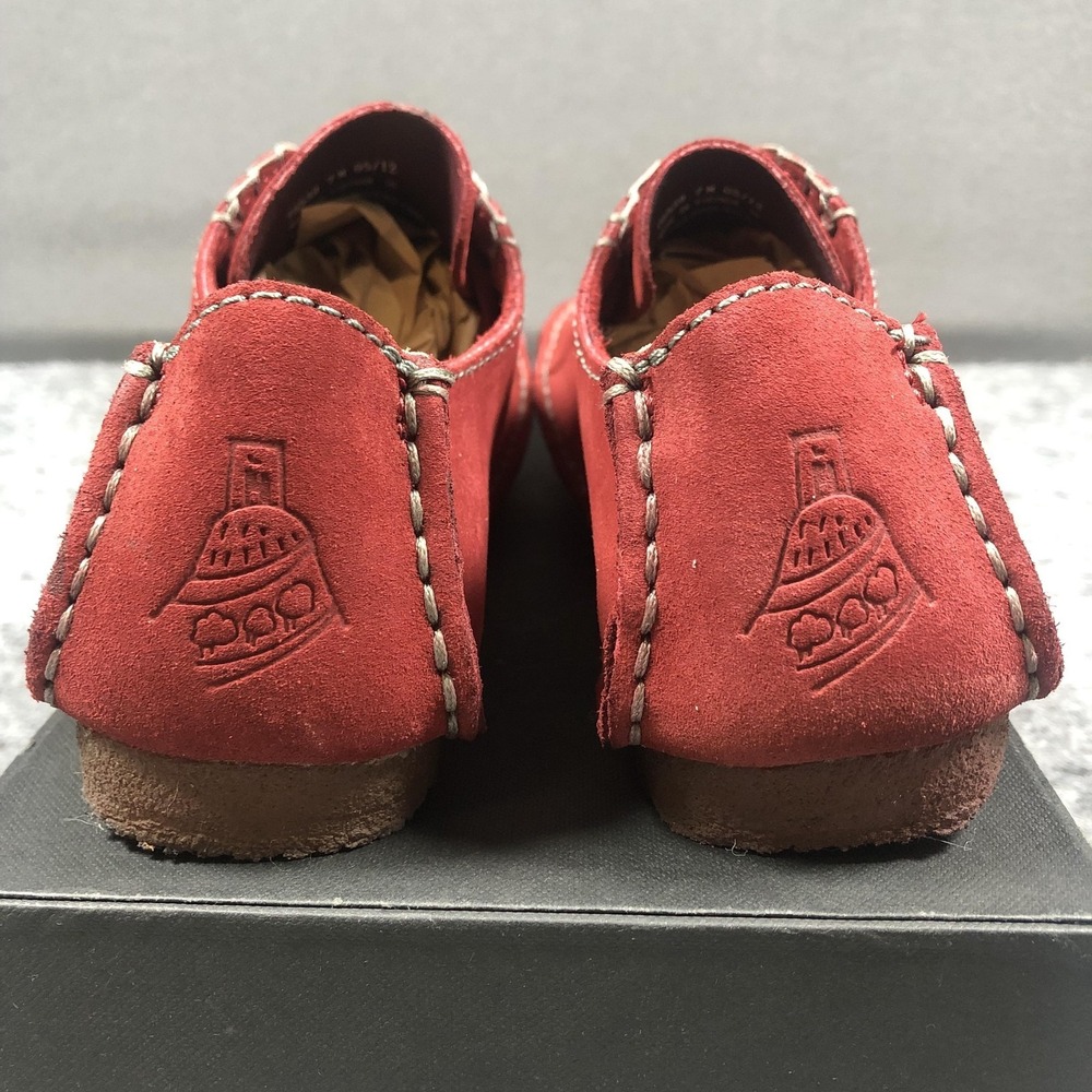 Clarks Ashton Originals Shoes Mens 7 Red Suede Crepe Sole Lace Up Casual Oxfords - Picture 9 of 16